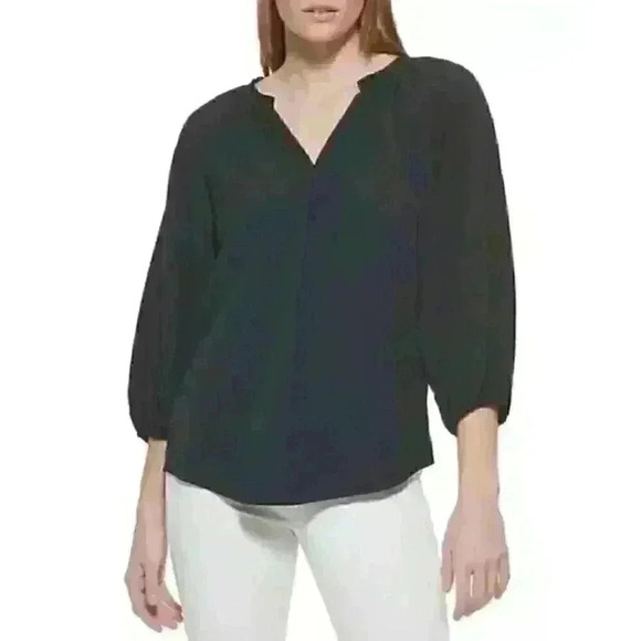 NEW! Calvin Klein Women’s S Split Neck Gauze Blouse NWT $79.50 - Picture 1 of 3